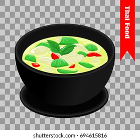 The Thai food design of vector. Thai Green Curry with Chicken.