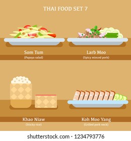 Thai Food Icon Set : Vector Illustration