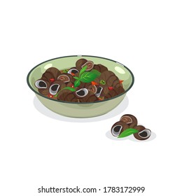 Thai food - Isan (northeast) spicy river snail soup.