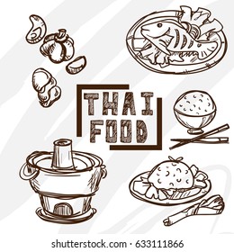 thai food objects drawing