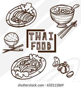 thai food objects drawing