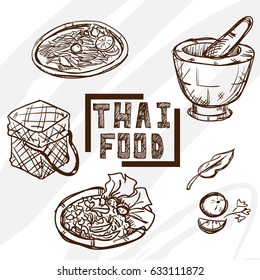 thai food objects drawing