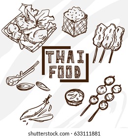 thai food objects drawing