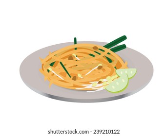 Thai food Pad Thai Vector