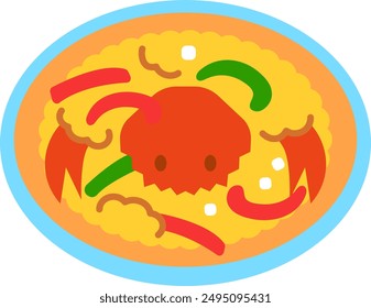 Thai Food Poo Nim Phad Phong Kari Icon Illustration