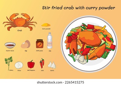 Thai Food, stir fried crab with curry powder