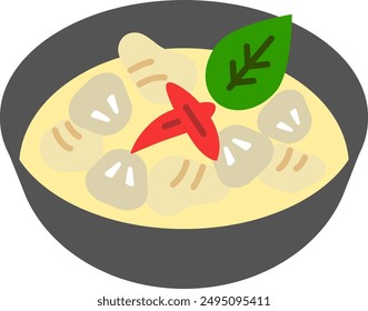 Thai food tom kha gai icon illustration