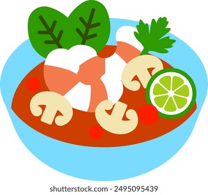 Thai food tom yum goong icon illustration