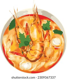 Thai food " Tom yum gung" Spicy soup with Shrimp