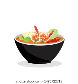 Thai food Tom Yum Kung in blow vector design.