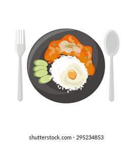 Thai food vector illustration of Meat in Spicy Coconut Cream