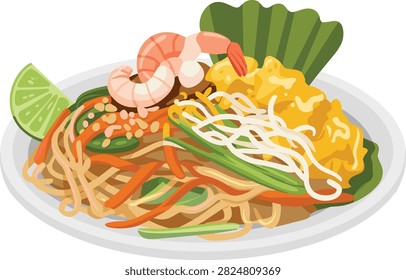 Thai food vector on white background.