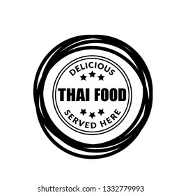 Thai food vintage label stamp.delicious,served here.