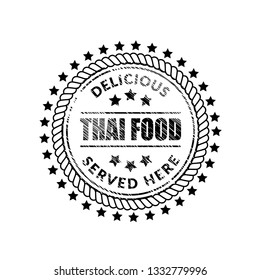 Thai food vintage label stamp.delicious,served here.