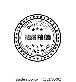 Thai food vintage label stamp.delicious,served here.