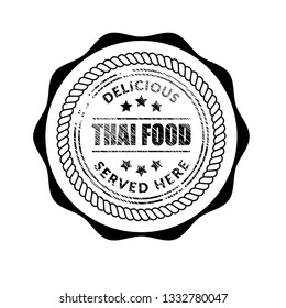 Thai food vintage label stamp.delicious,served here.