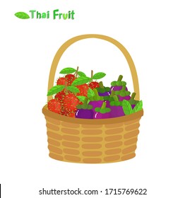 Thai Fruit in basket on white background vector