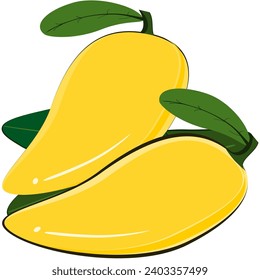 Thailändische Früchte, Mango, Gelb, reife Mango, Vektorgrafik Beliebte thailändische Früchte
