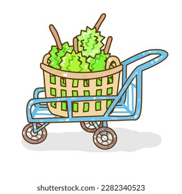 Thai Fruit on Handtruck vector.