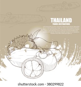 Thai Fruits. Thailand travel destinations background