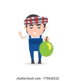 thai gardener vector hand drawn .