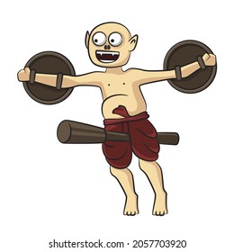Thai ghost in drawing style isolated vector. Halloween cartoon on white background.