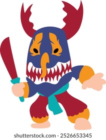 Thai ghost festival Phi Ta Khon in cute cartoon style illustration