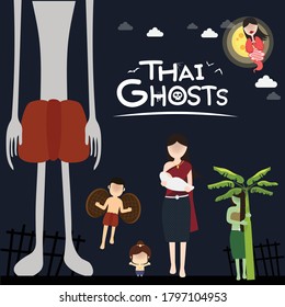 Thai ghosts traditional character. Thai ghosts horror story in Thailand