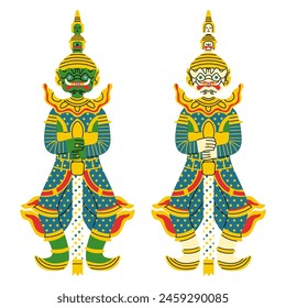 Thai giant 1 cute on a white background, vector illustration.