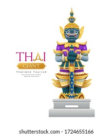 Thailändisches riesiges Design isoliert auf weißem Hintergrund, Vektorgrafik