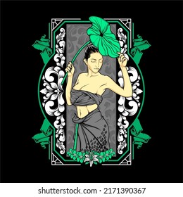 thai girl illustration with awesome background