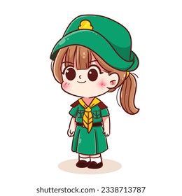 Thai Girl scout Cartoon Kinderfigur Vektorgrafik