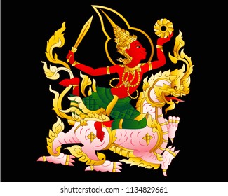 Thai god traditional painting graphic vector