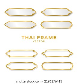 Thai gold backdrop frame vector on white background. Traditional style in Thailand. Must use in temples or buddha rooms. Line Thai style.