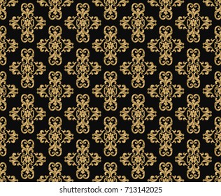 Thai gold on black vintage pattern vector abstract background