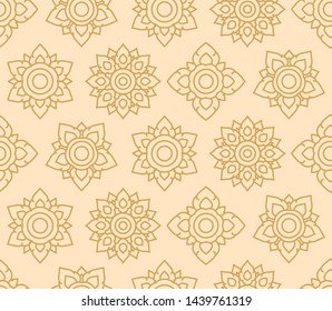 Thai Gold Star Flower Seamless Pattern