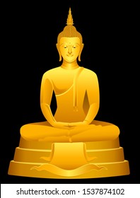 Thai Golden Buddha statue Graphic vector