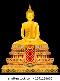 Thai Golden Buddha statue Graphic vector