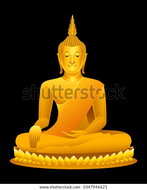 Thai Golden Buddha Statue Graphic Vector Stock Vector (Royalty Free ...