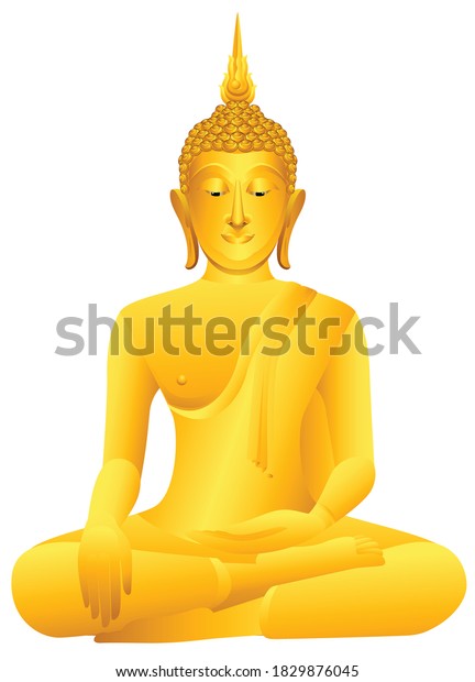 Thai Golden Buddha Statue Isolated On Stock Vector (Royalty Free ...