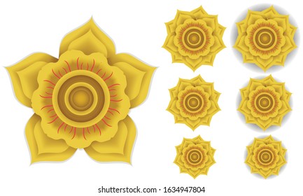 
Thai golden flower image, Thai pattern, golden flower
