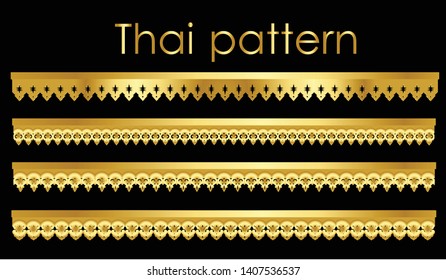 Thai golden wood pattern vector for roof picture frames