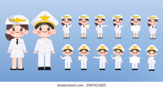 Thai Government official uniform character. People in government job difference pose vector premium.