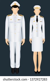 Thai government official white uniform graphic vector