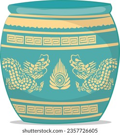 Thai green dragon jar, Thai style vector