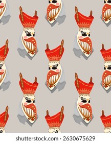 Thai Halloween festival Pee ta khon traditional of east in Thailand, Loey festival seamless pattern.