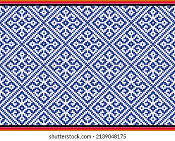 estilo artesanal tailandés patrón tela tailandés patrón Khid patrón traditación tailandia cultura en fondo azul patrón transparente vector