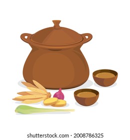 Thai herb and pot of herbal drink for health form virus.