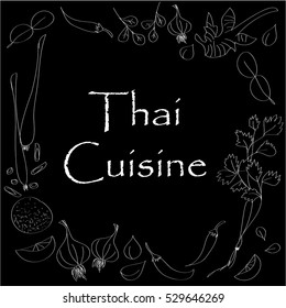Thai herb vector illustration on black background