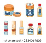 Thai Herbal Balm and Ya-Dom or Thai Herbal Nasal Inhaler. vector illustration